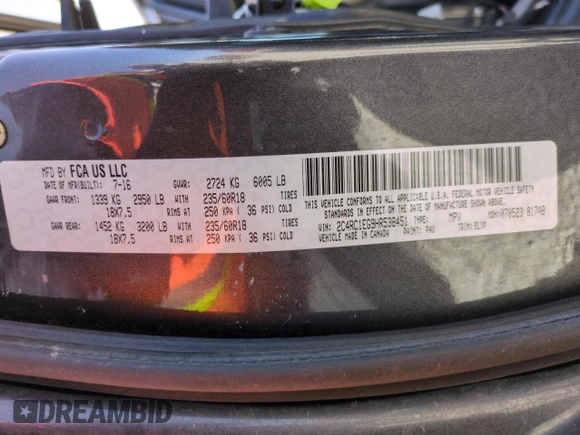 2017 Chrysler Pacifica Touring L Plus with VIN 2C4RC1EG9HR538451, listed as a Copart auction lot 52780275 with 121,915 mi miles and Salvage Title. Bid and sale history available at DreamBid. Image 14.