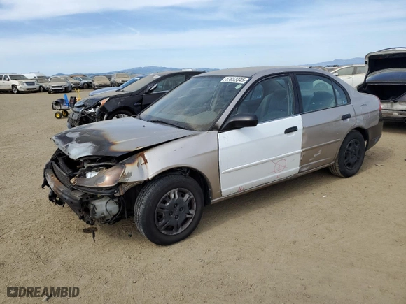 2001 Honda Civic LX with VIN JHMES16521S000353, listed as a Copart auction lot 47652345 with 0 mi miles and Salvage Title. Bid and sale history available at carsss.com. Image 1.