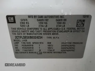 2011 GMC Terrain SLE-2 with VIN 2CTFLSE5XB6324234, listed as a Copart auction lot 45189075 with 142,474 mi miles and Clean Title. Bid and sale history available at carsss.com. Image 12.
