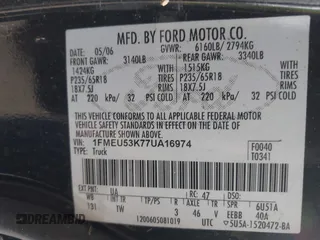 2007 Ford Explorer Sport Trac Limited с VIN 1FMEU53K77UA16974, выставлен на аукционе IAAI как лот 42281710 с пробегом 217 326 миль миль и . История ставок и продаж доступна на DreamBid. Изображение 9.