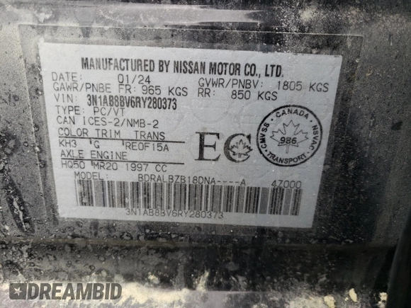2024 Nissan Sentra S with VIN 3N1AB8BV6RY280373, listed as a Copart auction lot 64965214 with Not Provided miles and Non Repairable. Bid and sale history available at carsss.com. Image 12.
