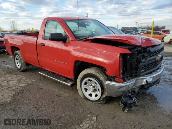 2014 Chevrolet Silverado 1500 Work Truck with VIN 1GCNKPEHXEZ197866, listed as a Copart auction lot 46697055 with 57,377 mi miles and Salvage Title. Bid and sale history available at DreamBid. Image 4.