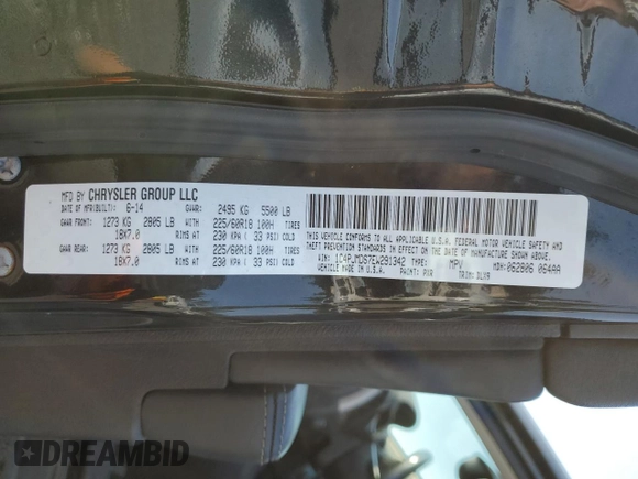 2014 Jeep Cherokee Limited with VIN 1C4PJMDS7EW291342, listed as a Copart auction lot 61446225 with 123,792 mi miles and Salvage title. Bid and sale history available at DreamBid. Image 14.