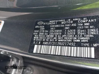 2024 Hyundai Tucson Limited with VIN KM8JECD17RU217492, listed as a IAAI auction lot 41996814 with 17,673 mi miles and . Bid and sale history available at carsss.com. Image 9.