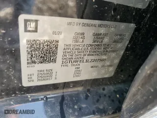 2020 GMC Sierra 1500 Denali with VIN 1GTU9FEL1LZ207560, listed as a Copart auction lot 47020905 with 0 mi miles and Non Repairable. Bid and sale history available at carsss.com. Image 12.