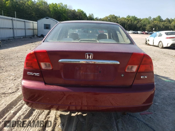 2002 Honda Civic EX with VIN 2HGES26742H561320, listed as a Copart auction lot 54975895 with 102,177 mi miles and Clean Title. Bid and sale history available at DreamBid. Image 6.