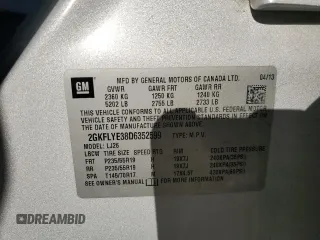 2013 GMC Terrain Denali with VIN 2GKFLYE38D6352599, listed as a Copart auction lot 42689235 with 216,280 mi miles and Salvage Title. Bid and sale history available at DreamBid. Image 14.