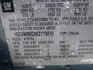 2014 Chevrolet Silverado 1500 LT with VIN 1GCVKREC8EZ179818, listed as a IAAI auction lot 41912365 with 57,167 mi miles. Bid and sale history available at carsss.com. Image 9.