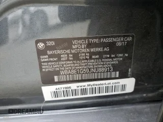 2018 BMW 3 Series 320i with VIN WBA8E1G59JNU88913, listed as a Copart auction lot 50989025 with Not Provided miles and Salvage Title. Bid and sale history available at carsss.com. Image 12.
