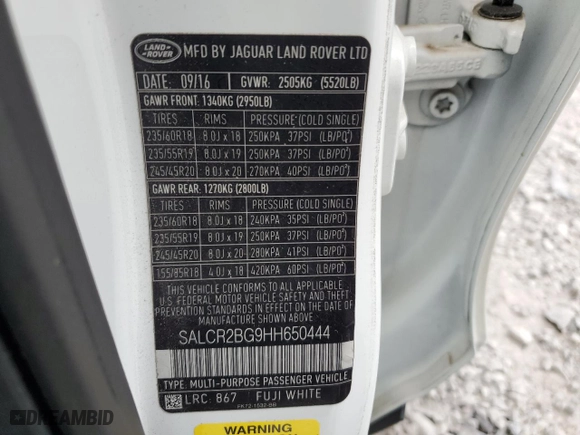2017 Land Rover Discovery Sport HSE with VIN SALCR2BG9HH650444, listed as a Copart auction lot 70229264 with 121,831 mi miles and Salvage Title. Bid and sale history available at carsss.com. Image 15.