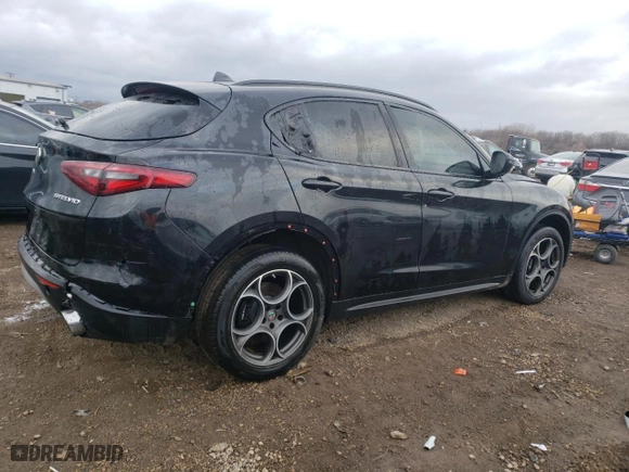 2018 Alfa Romeo Stelvio Sport with VIN ZASFAKPN0J7B63249, listed as a Copart auction lot 84498964 with 76,590 mi miles and Salvage Title. Bid and sale history available at carsss.com. Image 3.