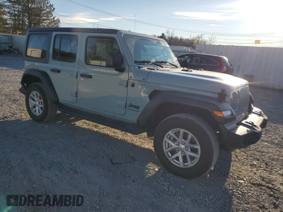 2023 Jeep Wrangler Sport with VIN 1C4HJXDNXPW635345, listed as a Copart auction lot 80929674 with 29,229 mi miles and Salvage Title. Bid and sale history available at DreamBid. Image 4.