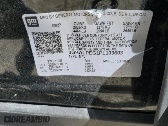 2023 GMC Terrain SLT с VIN 3GKALPEG1PL103603, выставлен на аукционе Copart как лот 53522585 с пробегом 49 981 миль миль и Списание • Salvage title. История ставок и продаж доступна на DreamBid. Изображение 13.