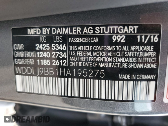 2017 Mercedes-Benz CLS 550 with VIN WDDLJ9BB1HA195275, listed as a Copart auction lot 51124473 with 44,333 mi miles and . Bid and sale history available at DreamBid. Image 12.