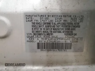 2020 Nissan Versa S with VIN 3N1CN8DV1LL905781, listed as a Copart auction lot 52971995 with 71,058 mi miles and Salvage Title. Bid and sale history available at DreamBid. Image 12.