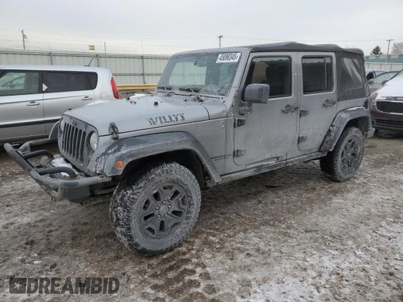 2015 Jeep Wrangler Unlimited Willys Wheeler with VIN 1C4BJWDG9FL516493, listed as a Copart auction lot 45098345 with 152,009 mi miles and Salvage Title. Bid and sale history available at DreamBid. Image 1.