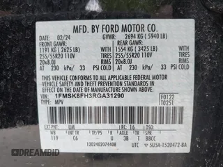 2024 Ford Explorer Limited with VIN 1FMSK8FH3RGA31290, listed as a IAAI auction lot 41951463 with 24,047 mi miles. Bid and sale history available at carsss.com. Image 9.