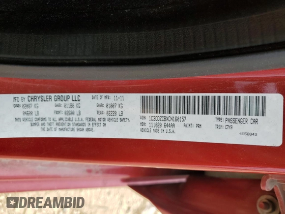 2012 Dodge Avenger SXT z VIN 1C3CDZCBXCN160157, wystawiony jako Copart lot #57860585 z przebiegiem 92 688 mil mil oraz Szkoda całkowita • Salvage title. Historia ofert i sprzedaży dostępna na DreamBid. Obrazek 13.