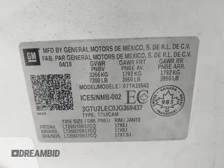 2018 GMC Sierra 1500 with VIN 3GTU2LEC0JG369437, listed as a IAAI auction lot 41737901 with 94,724 mi miles and . Bid and sale history available at DreamBid. Image 9.