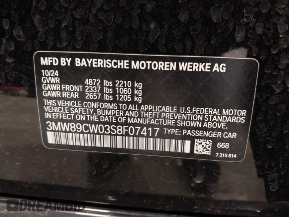 2025 BMW 3 Series 330i xDrive with VIN 3MW89CW03S8F07417, listed as a IAAI auction lot 41645759 with 1,345 mi miles. Bid and sale history available at carsss.com. Image 9.