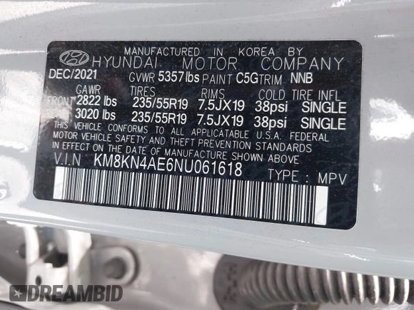 2022 Hyundai Ioniq 5 SEL with VIN KM8KN4AE6NU061618, listed as a IAAI auction lot 42609674 with 72,323 mi miles and . Bid and sale history available at DreamBid. Image 9.