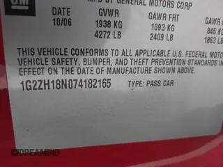 2007 Pontiac G6 GT z VIN 1G2ZH18N074182165, wystawiony jako IAAI lot #41983899 z przebiegiem 168 138 mil mil oraz . Historia ofert i sprzedaży dostępna na DreamBid. Obrazek 9.