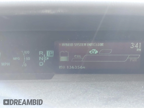 2013 Toyota Prius One with VIN JTDKN3DU5D0355406, listed as a IAAI auction lot 42091467 with 136,356 mi miles. Bid and sale history available at carsss.com. Image 7.