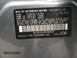 2023 Mitsubishi Mirage SE z VIN ML32FVFJ5PHF00628, wystawiony jako Copart lot #76959254 z przebiegiem 11 680 mil mil oraz Szkoda całkowita • Salvage title. Historia ofert i sprzedaży dostępna na DreamBid. Obrazek 12.