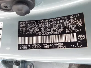 2014 Toyota Prius Four with VIN JTDKN3DU3E1804657, listed as a IAAI auction lot 42697129 with 276,662 mi miles and . Bid and sale history available at DreamBid. Image 9.
