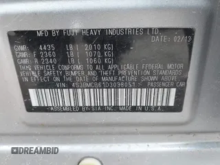 2013 Subaru Legacy Premium with VIN 4S3BMCB61D3038051, listed as a IAAI auction lot 42029178 with Not Provided miles and . Bid and sale history available at carsss.com. Image 9.