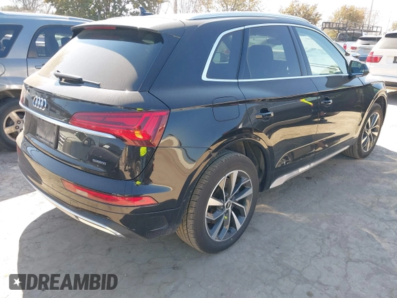 2021 Audi Q5 Premium with VIN WA1AAAFY8M2126213, listed as a IAAI auction lot 41454050 with 38,057 mi miles. Bid and sale history available at carsss.com. Image 4.
