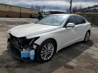 2021 Infiniti Q50 Luxe z VIN JN1EV7BR3MM753826, wystawiony jako Copart lot #50975725 z przebiegiem 28 444 mil mil oraz Szkoda całkowita • Salvage title. Historia ofert i sprzedaży dostępna na DreamBid. Obrazek 1.