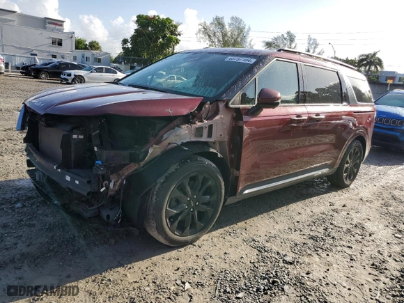 2022 Kia Carnival SX with VIN KNDNE5H38N6067291, listed as a Copart auction lot 69757104 with 84,268 mi miles and Salvage Title. Bid and sale history available at carsss.com. Image 1.