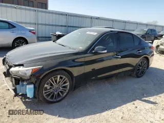2016 Infiniti Q50 3.0t Red Sport 400 with VIN JN1FV7AR9GM451550, listed as a Copart auction lot 48861705 with 76,572 mi miles and Salvage Title. Bid and sale history available at carsss.com. Image 1.