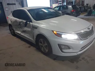 2014 Kia Optima Hybrid LX with VIN KNAGM4AD0E5075798, listed as a IAAI auction lot 41729949 with 150,552 mi miles. Bid and sale history available at carsss.com. Image 1.