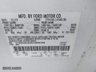 2013 Ford Explorer XLT with VIN 1FM5K8D82DGB96398, listed as a IAAI auction lot 41923674 with 164,805 mi miles. Bid and sale history available at carsss.com. Image 9.