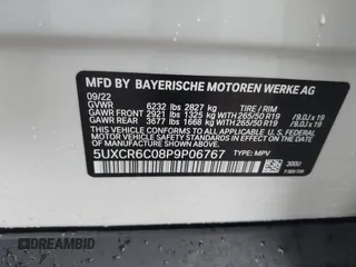 2023 BMW X5 xDrive40i with VIN 5UXCR6C08P9P06767, listed as a IAAI auction lot 41657006 with Not Provided miles and . Bid and sale history available at DreamBid. Image 9.