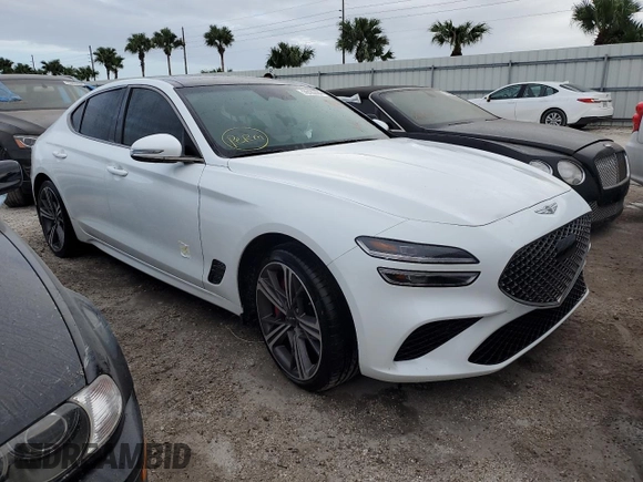 2024 Genesis G70 Sport Advanced with VIN KMTG54SE4RU139233, listed as a Copart auction lot 76180664 with 14,821 mi miles and Non Repairable. Bid and sale history available at carsss.com. Image 4.