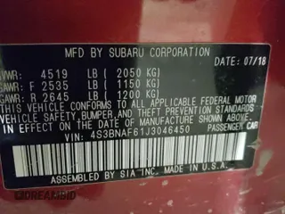 2018 Subaru Legacy Premium with VIN 4S3BNAF61J3046450, listed as a Copart auction lot 52425635 with 63,547 mi miles and Salvage Title. Bid and sale history available at carsss.com. Image 12.