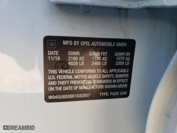 2019 Buick Regal TourX Preferred with VIN W04GU8SX6K1032857, listed as a Copart auction lot 48262045 with 35,169 mi miles and Salvage Title. Bid and sale history available at carsss.com. Image 16.