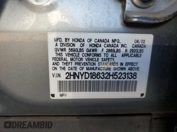 2002 Acura MDX Touring Pkg with VIN 2HNYD18632H523138, listed as a Copart auction lot 41926695 with 176,908 mi miles and Clean Title. Bid and sale history available at carsss.com. Image 12.