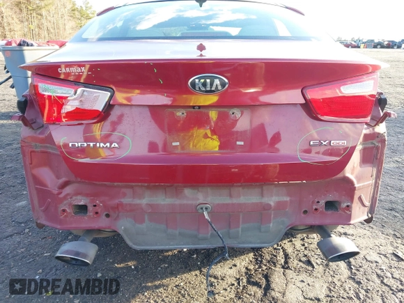 2015 Kia Optima EX with VIN 5XXGN4A75FG364506, listed as a IAAI auction lot 41701331 with 120,412 mi miles. Bid and sale history available at carsss.com. Image 6.