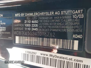 2004 Mercedes-Benz CLK 320 z VIN WDBTK65G34T016762, wystawiony jako IAAI lot #41430662 z przebiegiem Nie podano mil oraz . Historia ofert i sprzedaży dostępna na DreamBid. Obrazek 9.