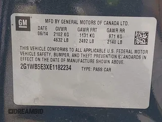 2014 Chevrolet Impala LT with VIN 2G1WB5E3XE1182234, listed as a IAAI auction lot 41725050 with 83,778 mi miles and . Bid and sale history available at DreamBid. Image 9.