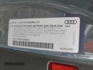 2019 Audi TTS z VIN TRUA1AFV8K1005833, wystawiony jako Copart lot #71482764 z przebiegiem 35 034 mil mil oraz Szkoda całkowita • Salvage title. Historia ofert i sprzedaży dostępna na DreamBid. Obrazek 13.