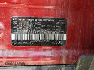 2020 Mitsubishi Eclipse Cross SE with VIN JA4AT5AAXLZ001540, listed as a Copart auction lot 58622735 with 64,898 mi miles and Salvage title. Bid and sale history available at DreamBid. Image 13.