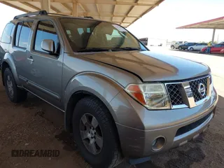 2005 Nissan Pathfinder LE with VIN 5N1AR18W55C753033, listed as a IAAI auction lot 42631480 with 148,672 mi miles and . Bid and sale history available at DreamBid. Image 1.