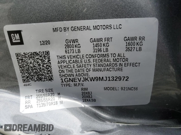 2021 Chevrolet Traverse RS with VIN 1GNEVJKW9MJ132972, listed as a Copart auction lot 39927333 with 24,497 mi miles. Bid and sale history available at carsss.com. Image 15.