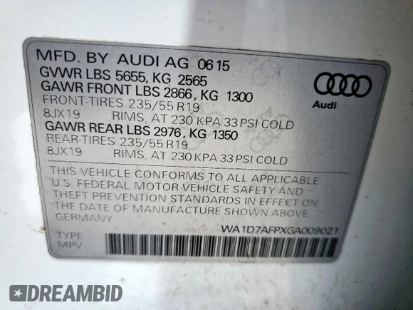 2016 Audi Q5 Premium Plus z VIN WA1D7AFPXGA009021, wystawiony jako Copart lot #62053695 z przebiegiem 185 064 mil mil oraz Szkoda całkowita • Salvage title. Historia ofert i sprzedaży dostępna na DreamBid. Obrazek 13.