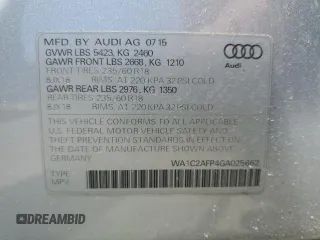 2016 Audi Q5 Premium with VIN WA1C2AFP4GA025662, listed as a Copart auction lot 59624745 with 86,766 mi miles and Clean title. Bid and sale history available at DreamBid. Image 13.